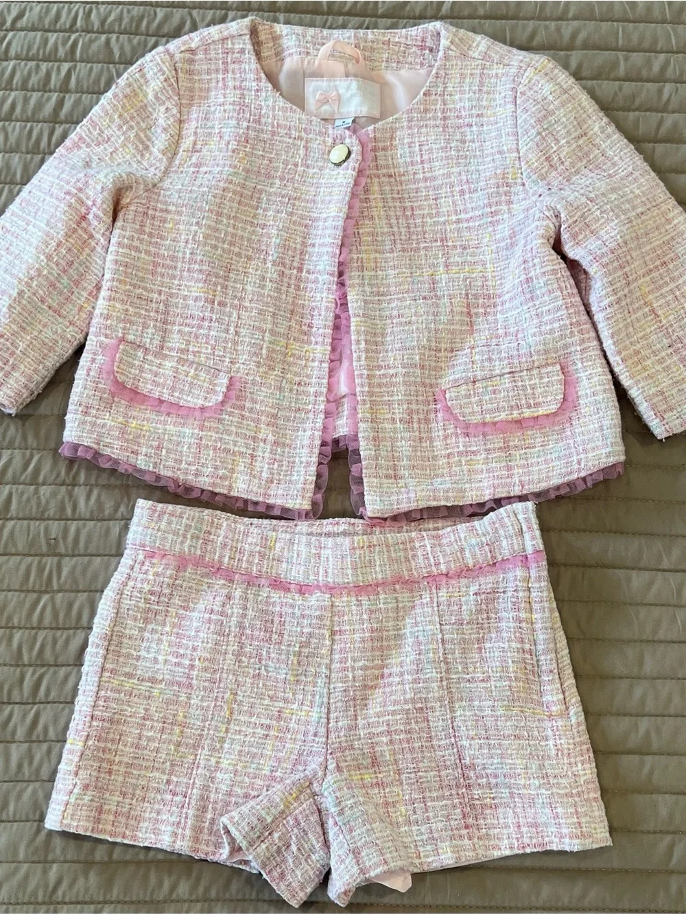 Janie and Jack Pink Tweed Two-Piece  Set